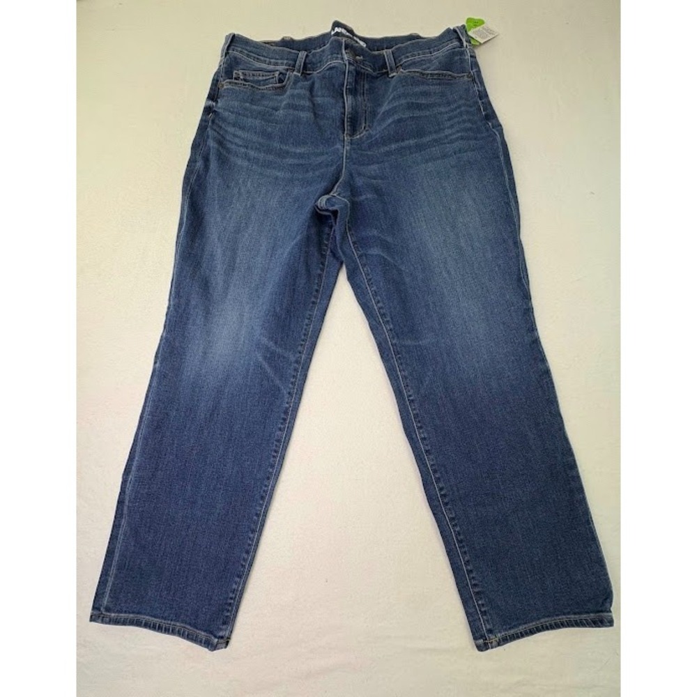 Lands' End Women's Straight‎ Leg Cropped Denim Jeans Size 18W NWT Medium Wash